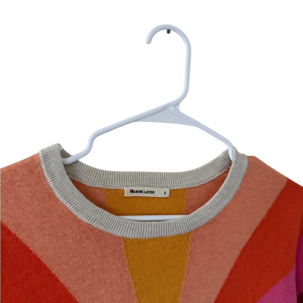 Marine Layer Radiant Horizon Crew Neck Sweater - Red, Pink, Yellow, Cream - Picture 6 of 7